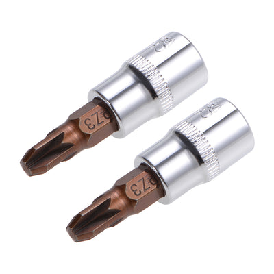 Harfington 1/4-Inch Drive Bit Socket PZ3 S2 Steel 38mm Length 2 Pcs