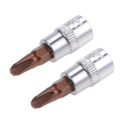 Harfington 2 Pcs1/4" Drive x PH3 Phillips Bit Socket, Standard Metric, S2 and Cr-V Steel