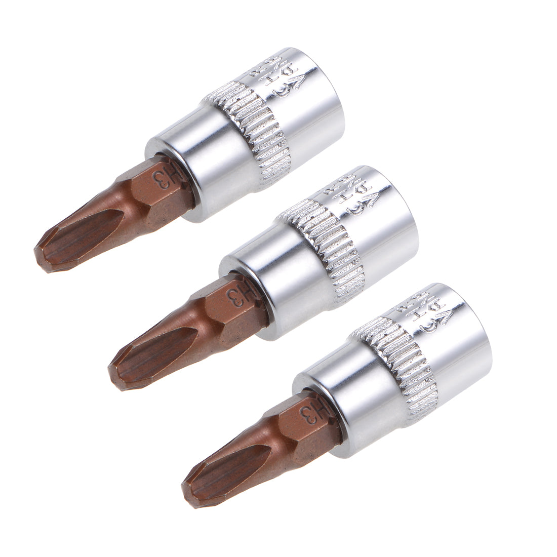 Harfington 3 Pcs 1/4" Drive x PH3 Phillips Bit Socket, Standard Metric, S2 and Cr-V Steel