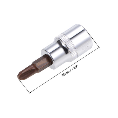 Harfington 2 Pcs 3/8" Drive x #3 Phillips Bit Socket, Standard Metric, S2 and Cr-V Steel