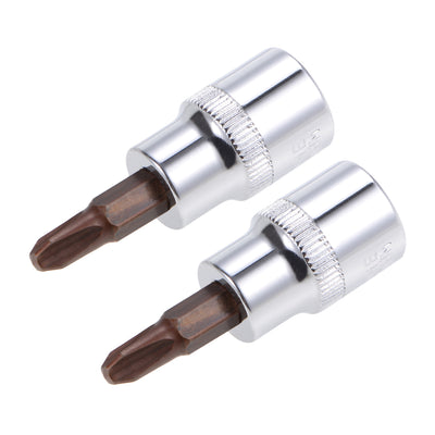 Harfington 2 Pcs 3/8" Drive x #3 Phillips Bit Socket, Standard Metric, S2 and Cr-V Steel