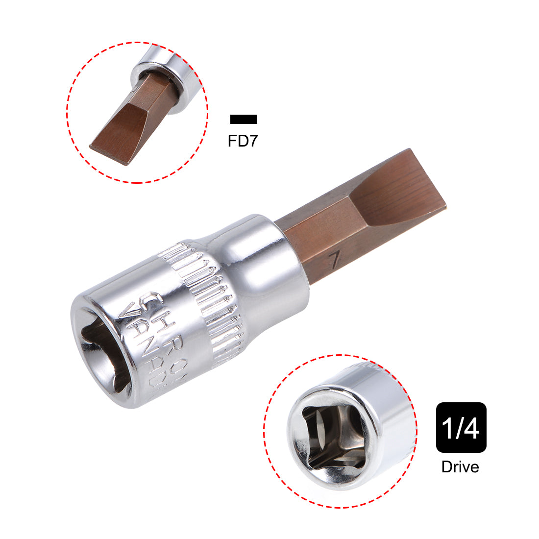 Harfington 1/4-Inch Drive Bit Socket FD7 S2 Steel 38mm Length 2 Pcs