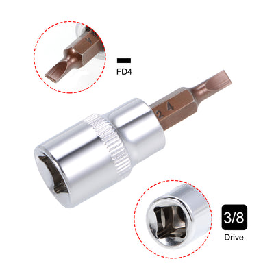 Harfington 3/8-Inch Drive Bit Socket FD4 S2 Steel 48mm Length 2 Pcs