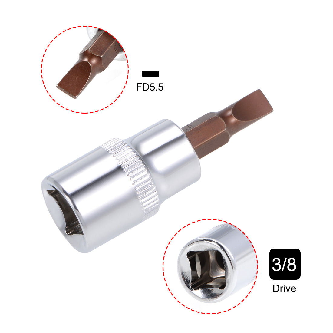 Harfington 3/8-Inch Drive Bit Socket FD5.5 S2 Steel 48mm Length