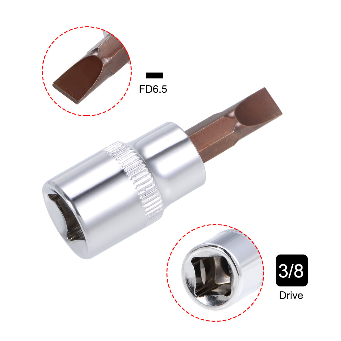 Harfington 3/8-Inch Drive Bit Socket FD6.5 S2 Steel 48mm Length