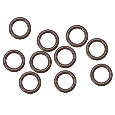 Harfington Fluorine Rubber O Rings Seal Gasket Brown 10Pcs