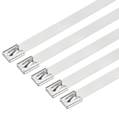 Harfington 14 Inch Stainless Steel Cable Zip Ties 0.3 Inch Width Metal Exhaust Wrap 50pcs