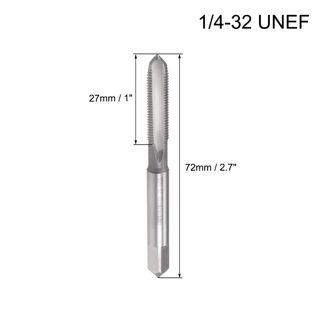 Harfington Machine Tap 1/4-32 UNEF Thread Pitch 2B 3 Flutes High Speed Steel