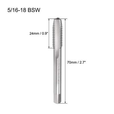 Harfington Machine Tap 5/16-18 BSW Thread Pitch 3 Straight Flute H2 High Speed Steel