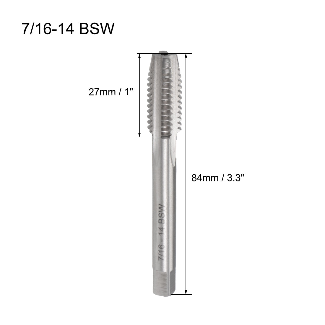 Harfington Machine Tap BSW Thread Pitch 4 Straight Flute H2 High Speed Steel