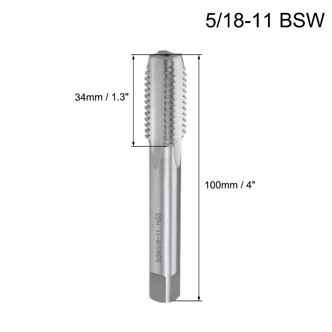 Harfington Machine Tap BSW Thread Pitch 4 Straight Flute H2 High Speed Steel