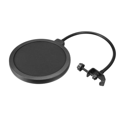 Harfington 155mm Diameter Black Microphone Pop Filter Double Mesh Wind Screen with 360° Gooseneck Clip Stabilization Arm 2Pcs