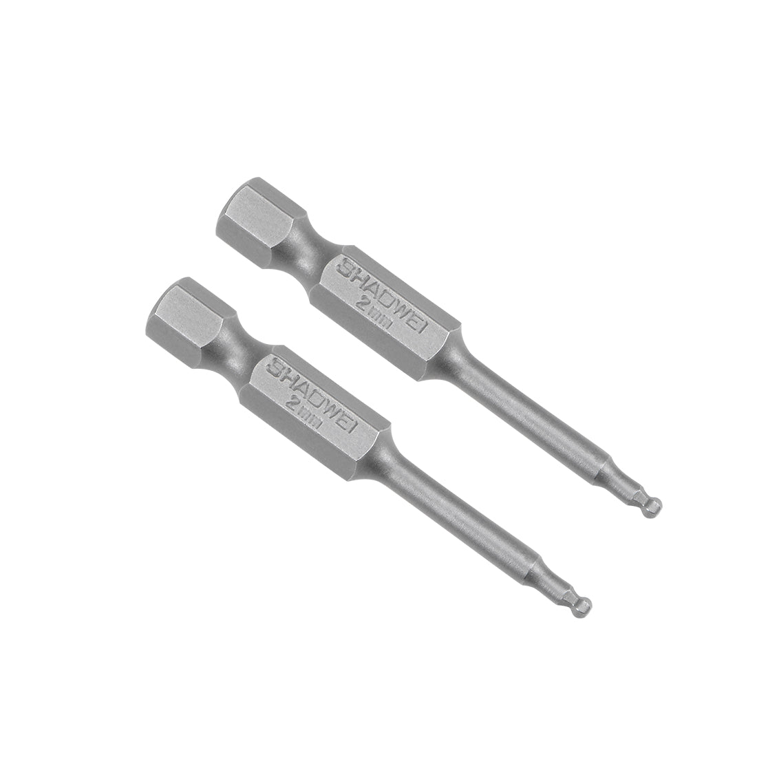 Harfington 2 Pcs Ball End Hex Bits 1/4 Inch Hex Shank 2 Inch Length Magnetic H2 Head Screwdriver S2 HRC58 Screw Driver Bit