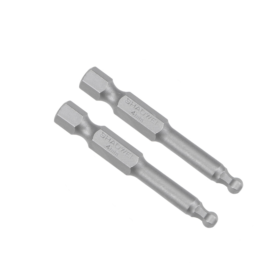 Harfington 2 Pcs Ball End Hex Bits 1/4 Inch Hex Shank 2 Inch Length Magnetic H4 Head Screwdriver S2 HRC58 Screw Driver Bit