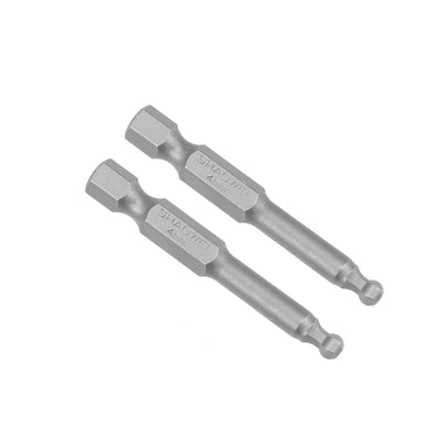 Harfington 2 Pcs Ball End Hex Bits 1/4 Inch Hex Shank 2 Inch Length Magnetic H4 Head Screwdriver S2 HRC58 Screw Driver Bit