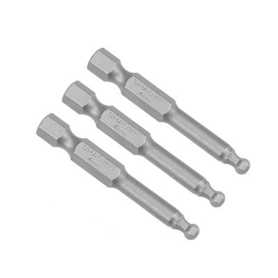 Harfington 3 Pcs Ball End Hex Bits 1/4 Inch Hex Shank 2 Inch Length Magnetic H4 Head Screwdriver S2 HRC58 Screw Driver Bit