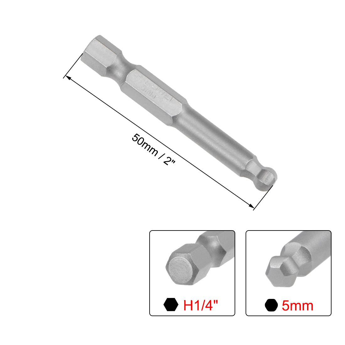 Harfington Ball End Hex Bits Hex Shank Magnetic Head Screwdriver S2 HRC58 Screw Driver Bit