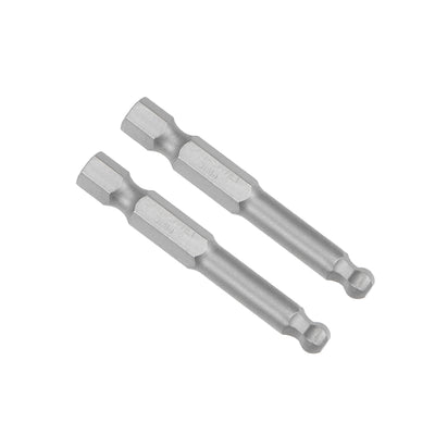 Harfington 2 Pcs Ball End Hex Bits 1/4 Inch Hex Shank 2 Inch Length Magnetic H5 Head Screwdriver S2 HRC58 Screw Driver Bit