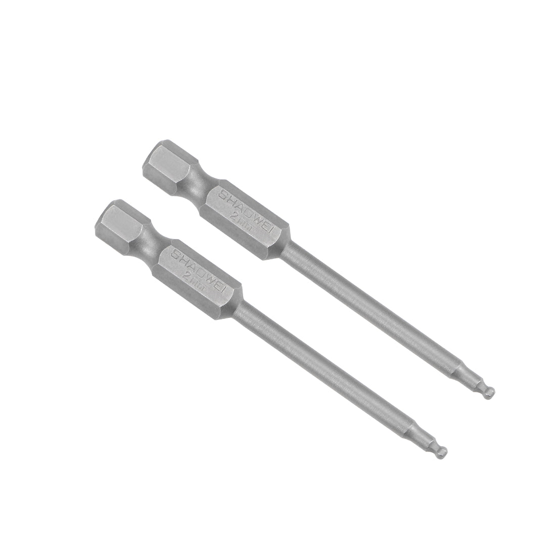 Harfington 2 Pcs Ball End Hex Bits 1/4 Inch Hex Shank 2.6 Inch Length Magnetic H2 Head Screwdriver S2 HRC58 Screw Driver Bit