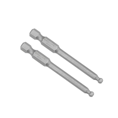 Harfington 2 Pcs Ball End Hex Bits 1/4 Inch Hex Shank 2.6 Inch Length Magnetic H4 Head Screwdriver S2 HRC58 Screw Driver Bit