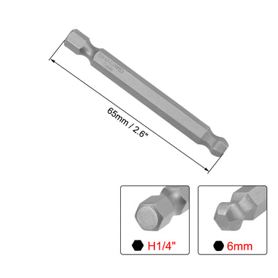 Harfington Ball End Hex Bits 1/4 Inch Hex Shank 2.6 Inch Length Magnetic H6 Head Screwdriver S2 HRC58 Screw Driver Bit