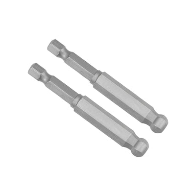 Harfington 2 Pcs Ball End Hex Bits 1/4 Inch Hex Shank 2.6 Inch Length Magnetic H8 Head Screwdriver S2 HRC58 Screw Driver Bit