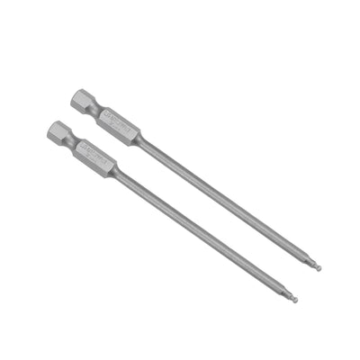 Harfington 2 Pcs Ball End Hex Bits 1/4 Inch Hex Shank 3.9 Inch Length Magnetic H2 Head Screwdriver S2 HRC58 Screw Driver Bit