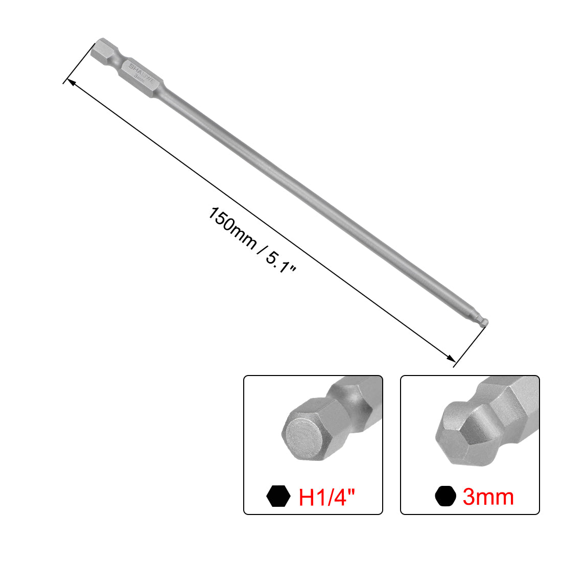 Harfington Ball End Screwdriver Bits, S2 Steel Magnetic Drill Bit w Hex Shank