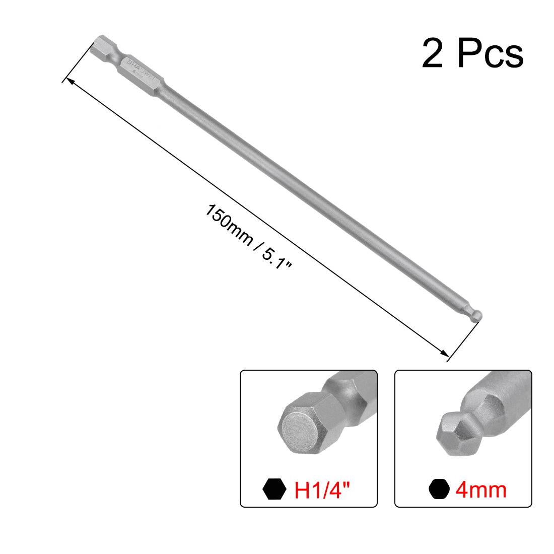 Harfington Ball End Screwdriver Bits, S2 Steel Magnetic Drill Bits w Hex Shank