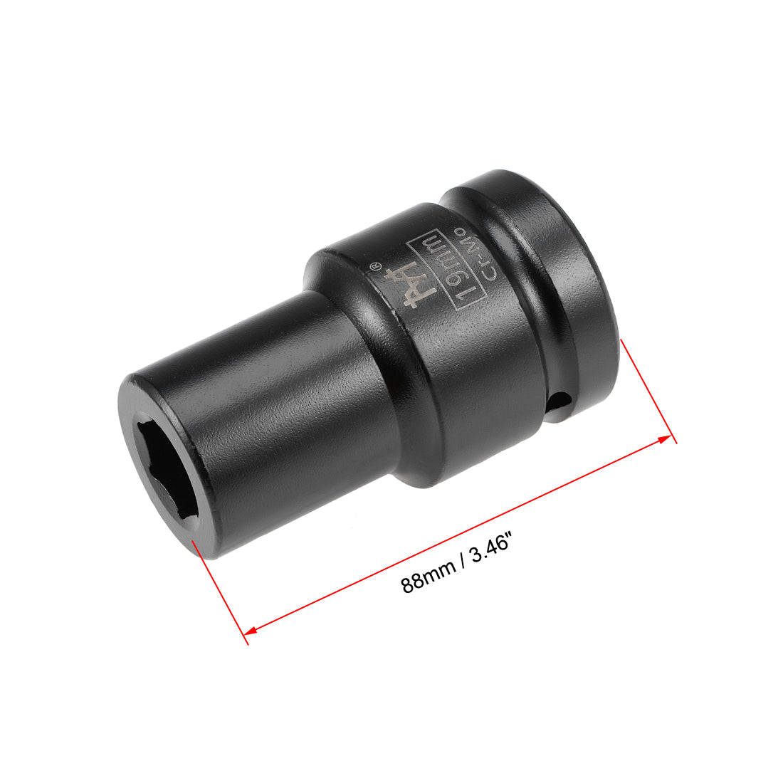 Harfington 1-Inch Drive Impact Socket 6-Point Cr-Mo Metric 19mm