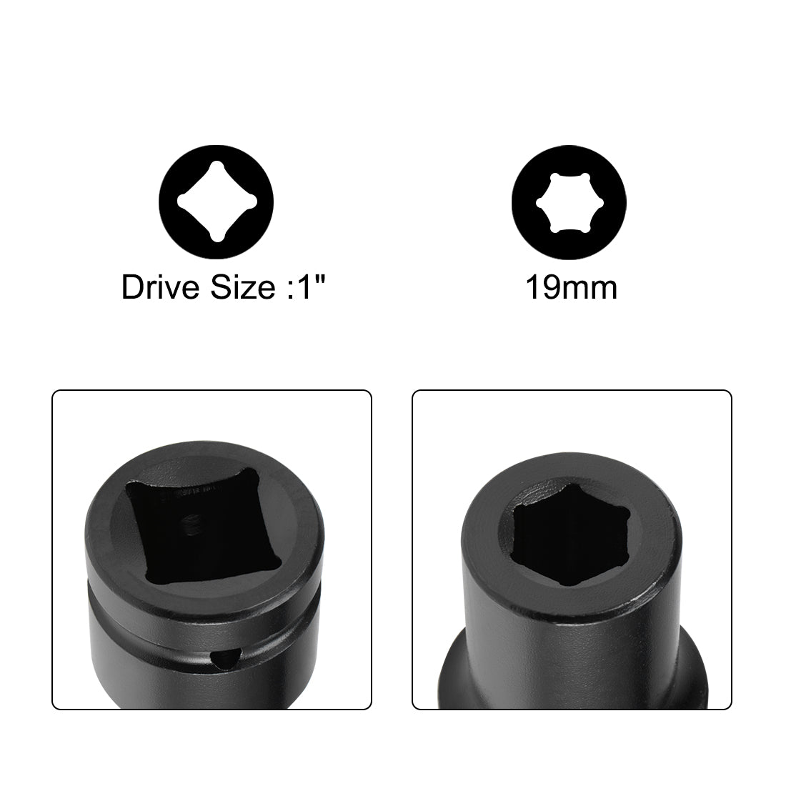 Harfington 1-Inch Drive Impact Socket 6-Point Cr-Mo Metric 19mm