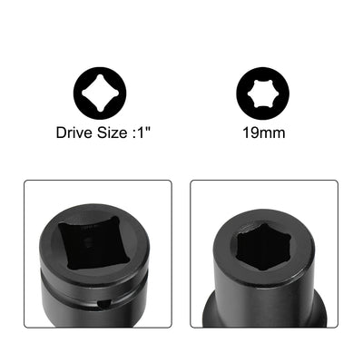 Harfington 1-Inch Drive Impact Socket 6-Point Cr-Mo Metric 19mm