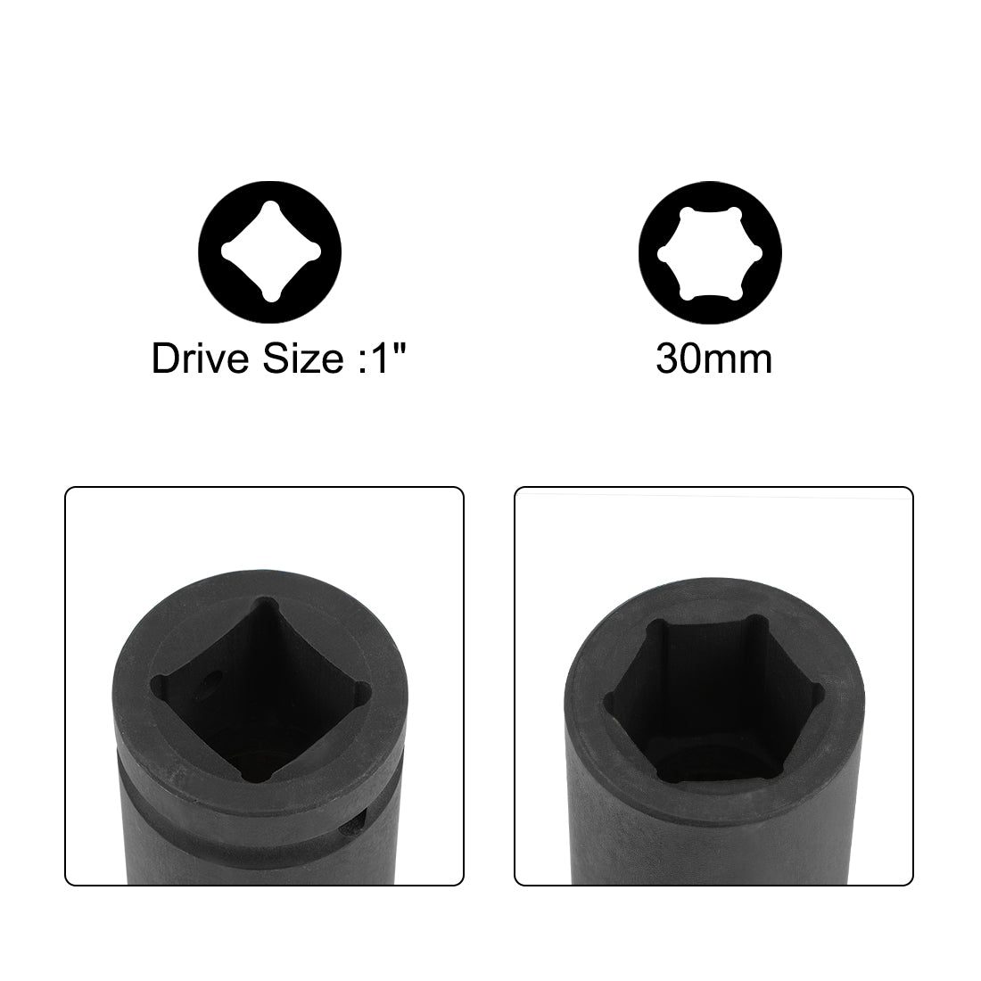 Harfington 1-Inch Drive Impact Socket 6-Point Cr-Mo Metric 30mm