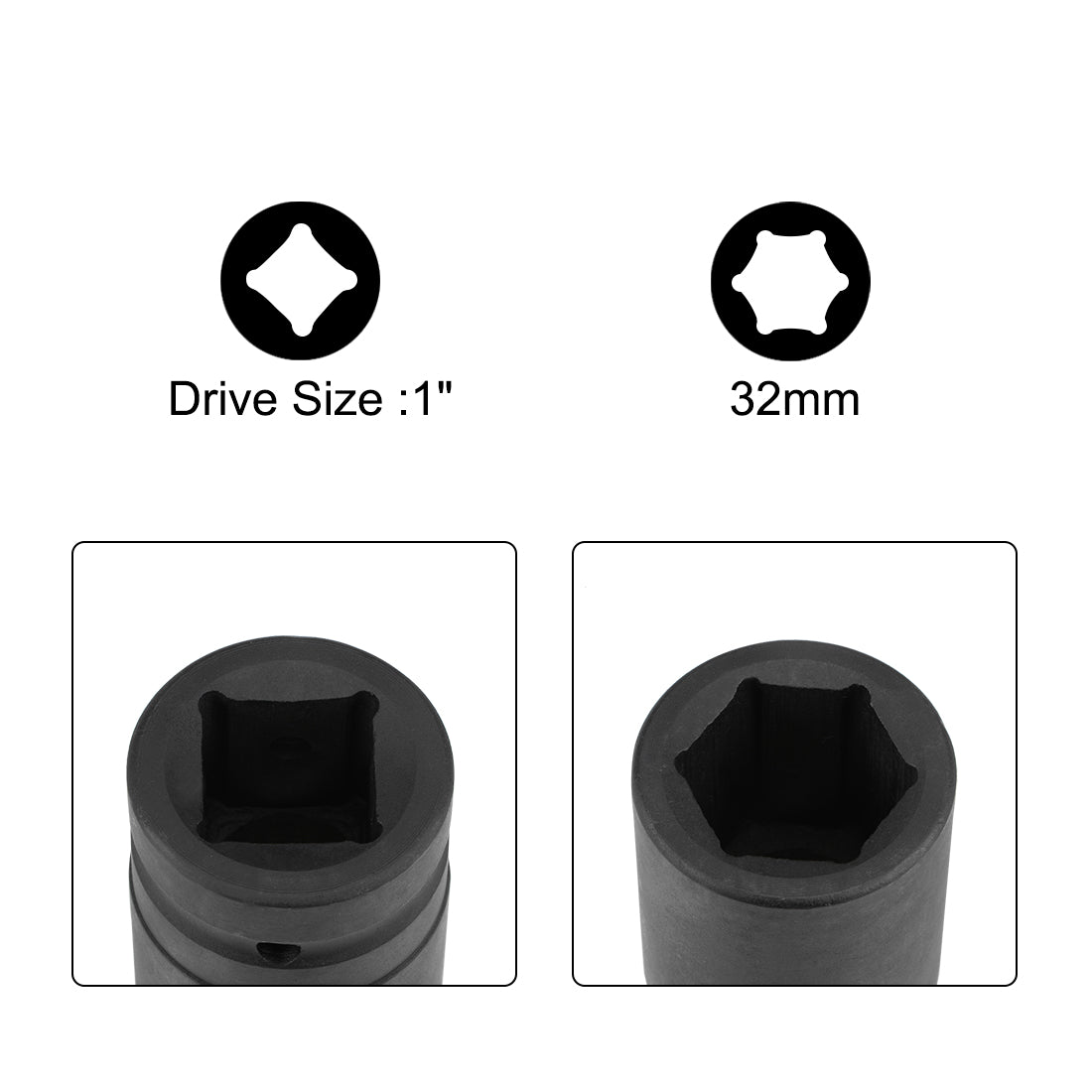 Harfington 1-Inch Drive Impact Socket 6-Point Cr-Mo Metric 32mm