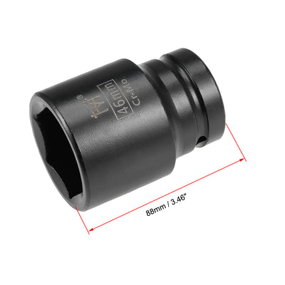Harfington 1-Inch Drive Impact Socket 6-Point Cr-Mo Metric 46mm