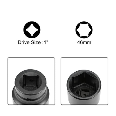Harfington 1-Inch Drive Impact Socket 6-Point Cr-Mo Metric 46mm