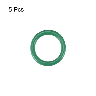Harfington Fluorine Rubber O-Rings, 2mm Width FKM Seal Gasket for Vehicle Machinery Plumbing, Green, Pack of 5