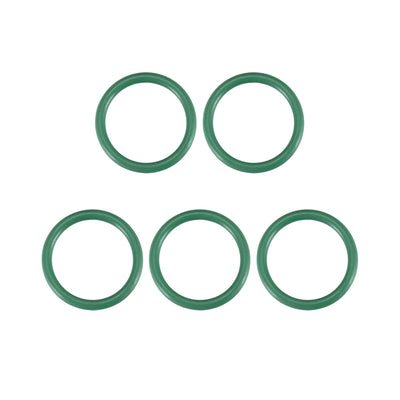 Harfington Fluorine Rubber O-Rings, 2mm Width FKM Seal Gasket for Vehicle Machinery Plumbing, Green, Pack of 5