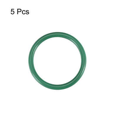 Harfington Fluorine Rubber O-Rings, 2mm Width FKM Seal Gasket for Vehicle Machinery Plumbing, Green, Pack of 5