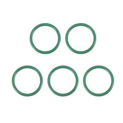 Harfington Fluorine Rubber O-Rings, 2mm Width FKM Seal Gasket for Vehicle Machinery Plumbing, Green, Pack of 5