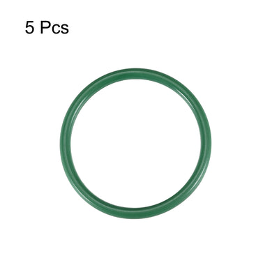 Harfington Fluorine Rubber O-Rings, 2mm Width FKM Seal Gasket for Vehicle Machinery Plumbing, Green, Pack of 5
