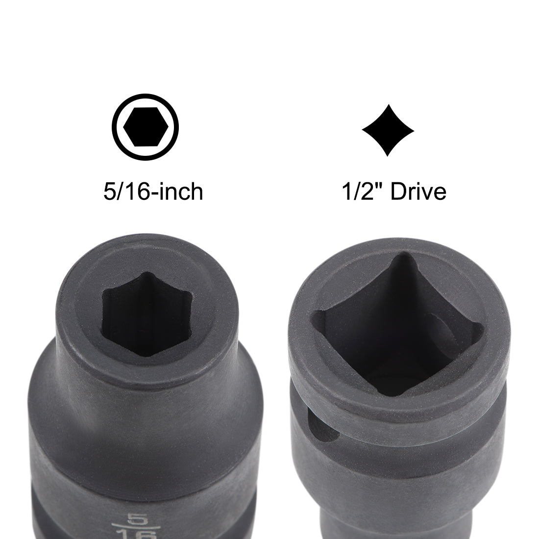 Harfington 6-Point Impact Socket, CR-V Steel, Shallow SAE Sizes