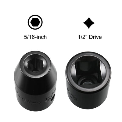 Harfington 6-Point Impact Socket, CR-V Steel, Shallow SAE Size