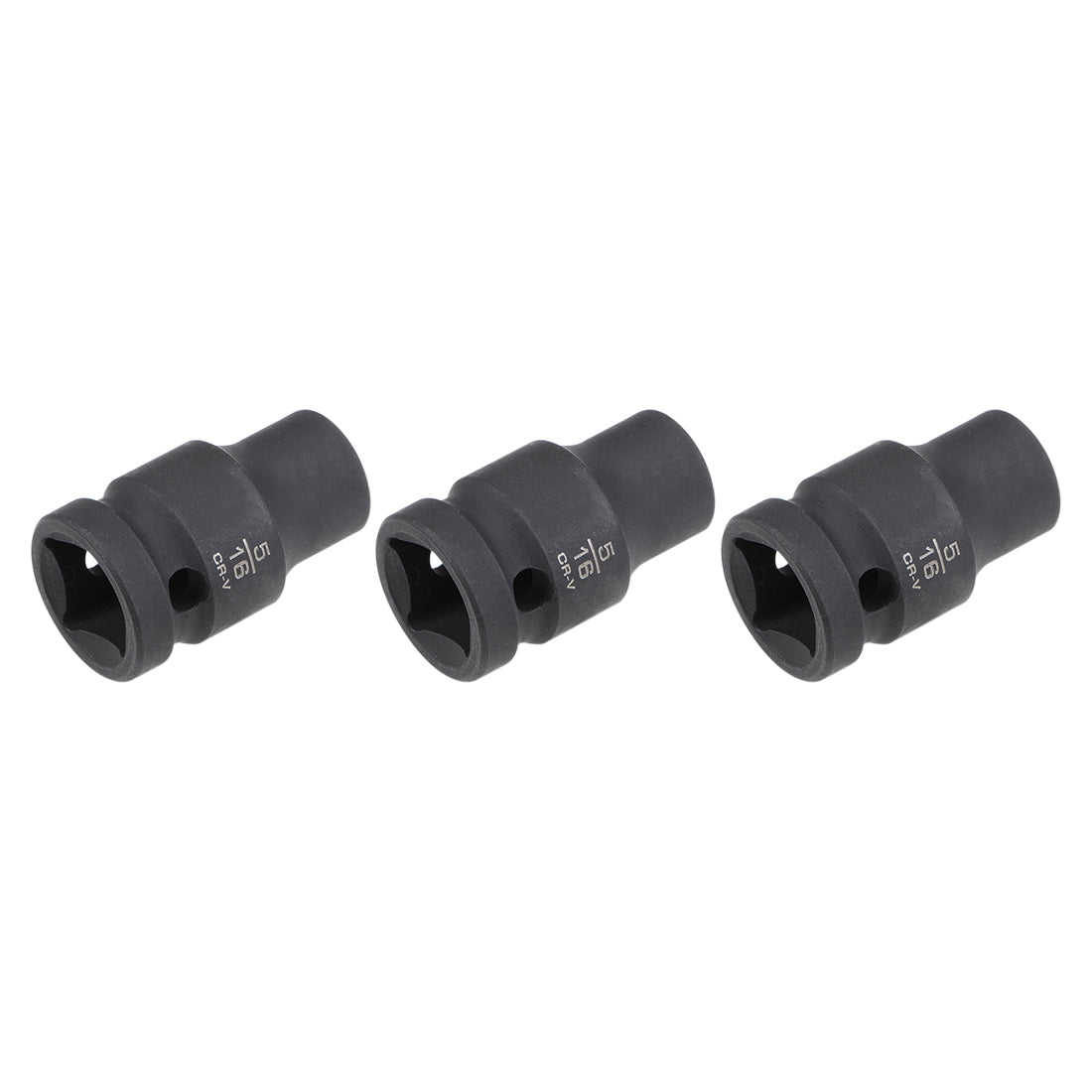 Harfington 1/2-Inch by 5/16-Inch 6-Point Impact Socket, CR-V Steel, Shallow SAE Sizes 3pcs