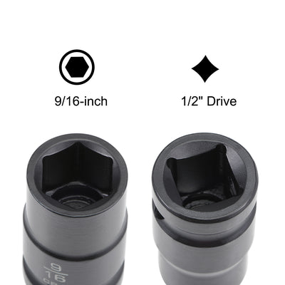 Harfington 6-Point Impact Socket, CR-V Steel, Shallow SAE Sizes