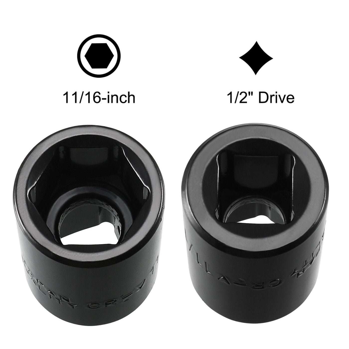 Harfington 6-Point Impact Socket, CR-V Steel, Shallow SAE Sizes
