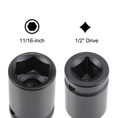 Harfington 6-Point Impact Socket, CR-V Steel, Shallow SAE Size