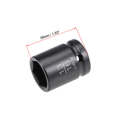 Harfington 6-Point Impact Socket, CR-V Steel, Shallow SAE Size