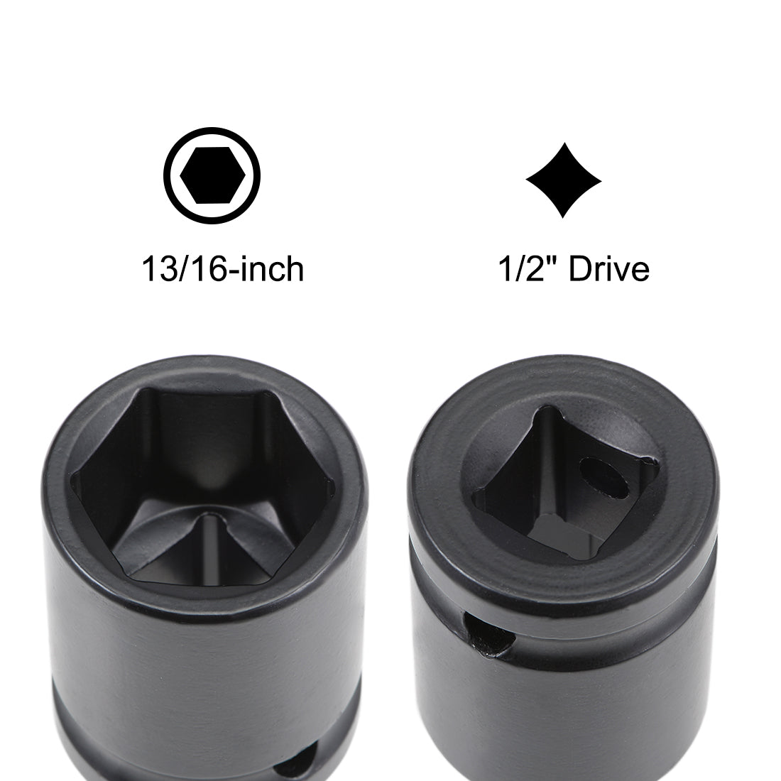 Harfington 1/2-Inch by 13/16-Inch 6-Point Impact Socket, CR-V Steel, Shallow SAE Sizes 3pcs