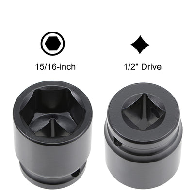 Harfington 6-Point Impact Socket, CR-V Steel, Shallow SAE Sizes